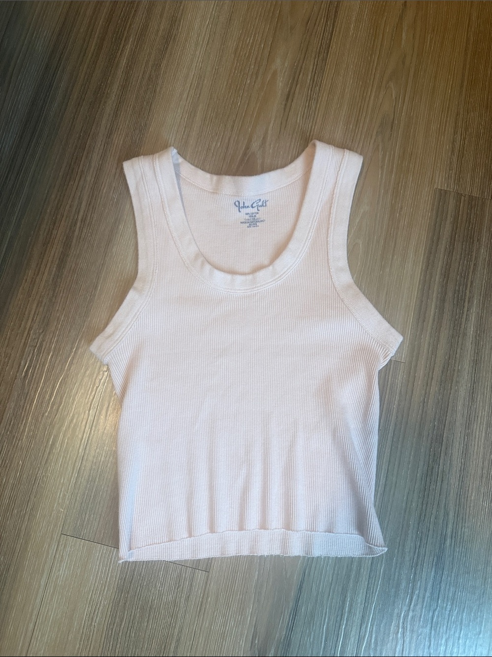 RARE Brandy Melville John Galt Pale Pink Ribbed Tank Top Thick Straps Cropped